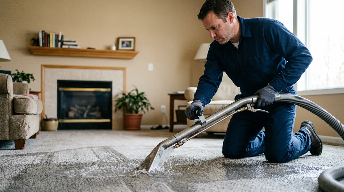 Water damage restoration technician working near Alburtis, PA